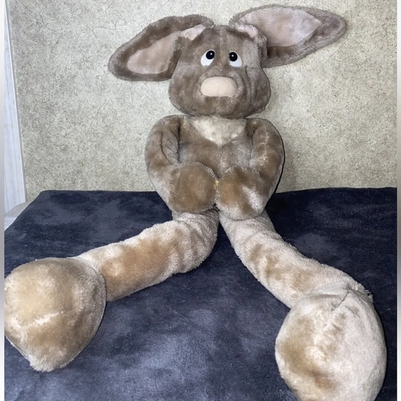 Easter Rabbit Plush Latching Hand Wallace Berrie Brown Vintage 1982 26”Long - Picture 3 of 8